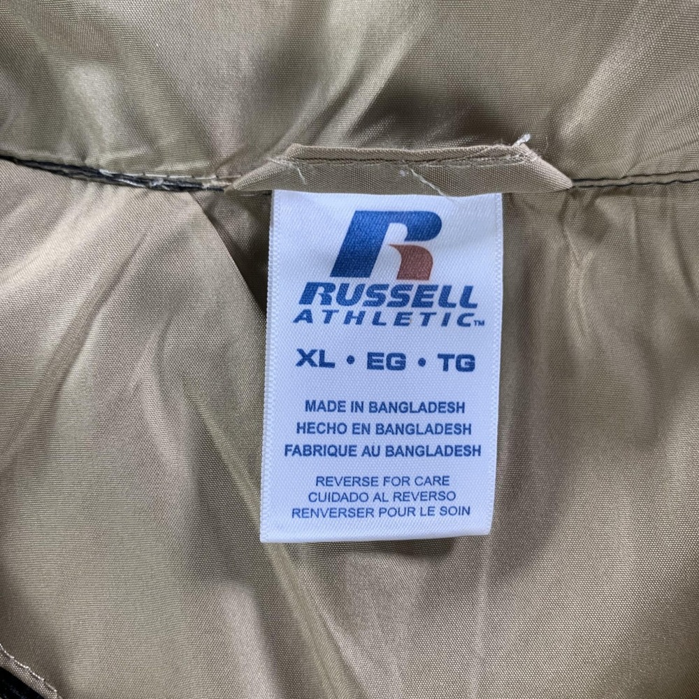 Russell Athletic Jacket Mens XL Tan Black Colorblock Full Zip Windbreaker Track - Picture 5 of 15